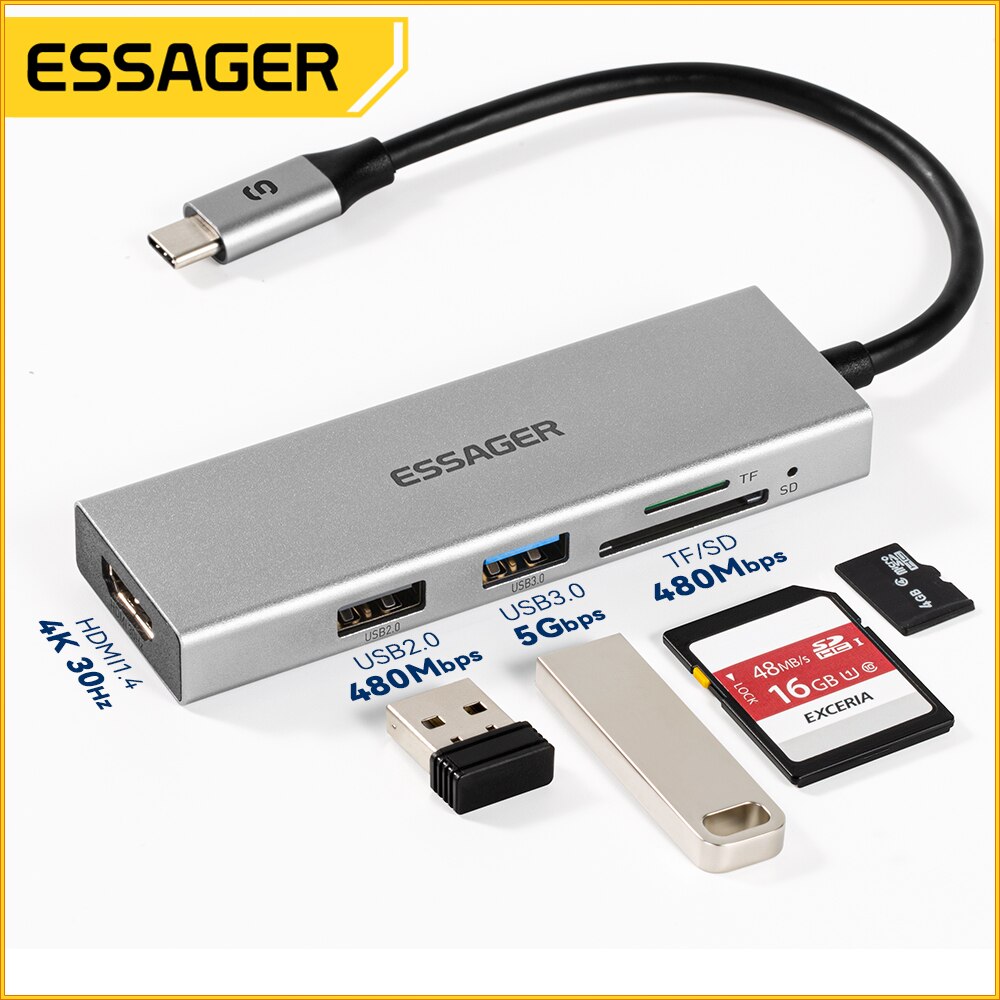 Essager 5 in 1 USB C HUB HDMI- - огляд і ціна Hdmi Adapter Tablet
