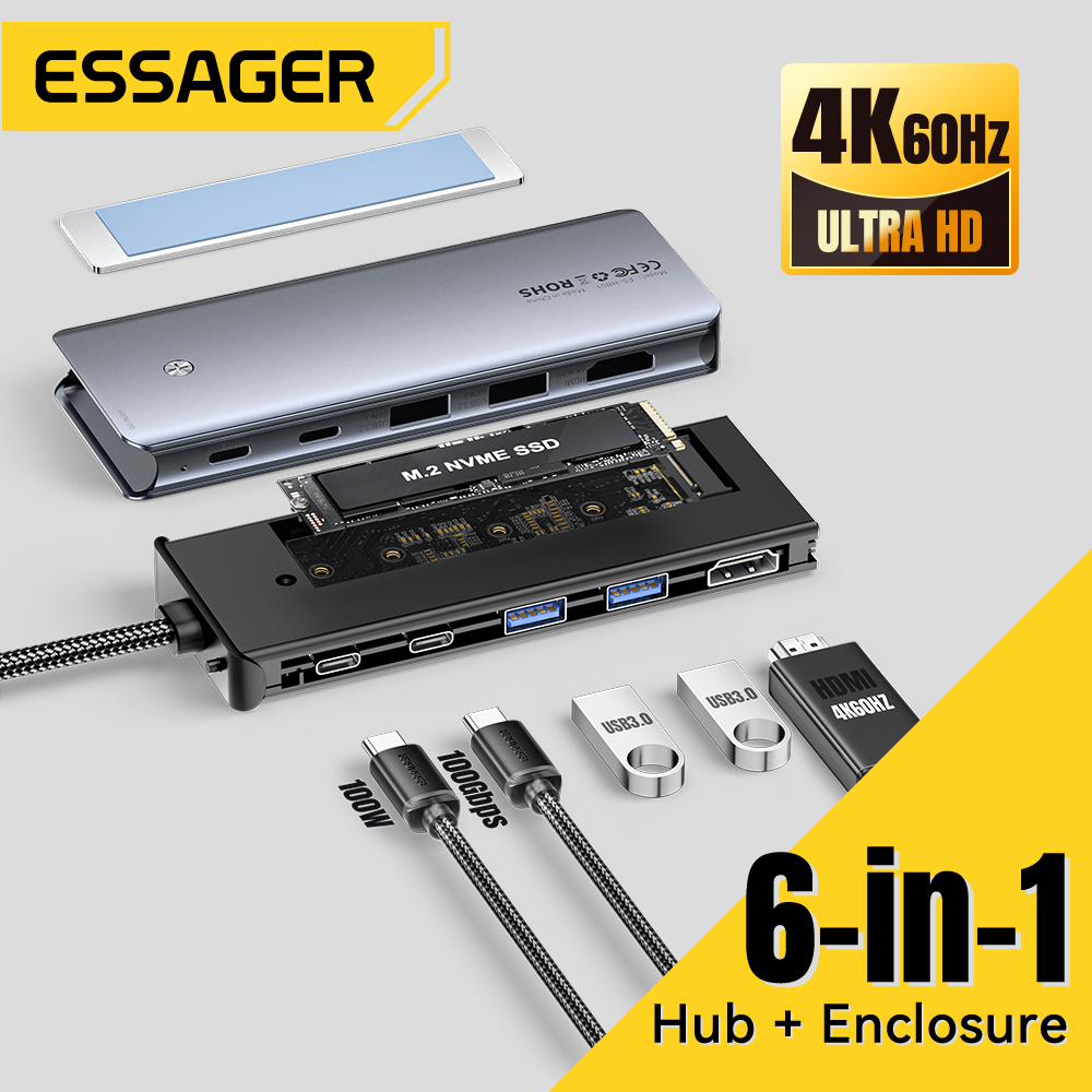 Essager USB C Hub With M.2 SSD - огляд і ціна Hdmi Adapter Tablet
