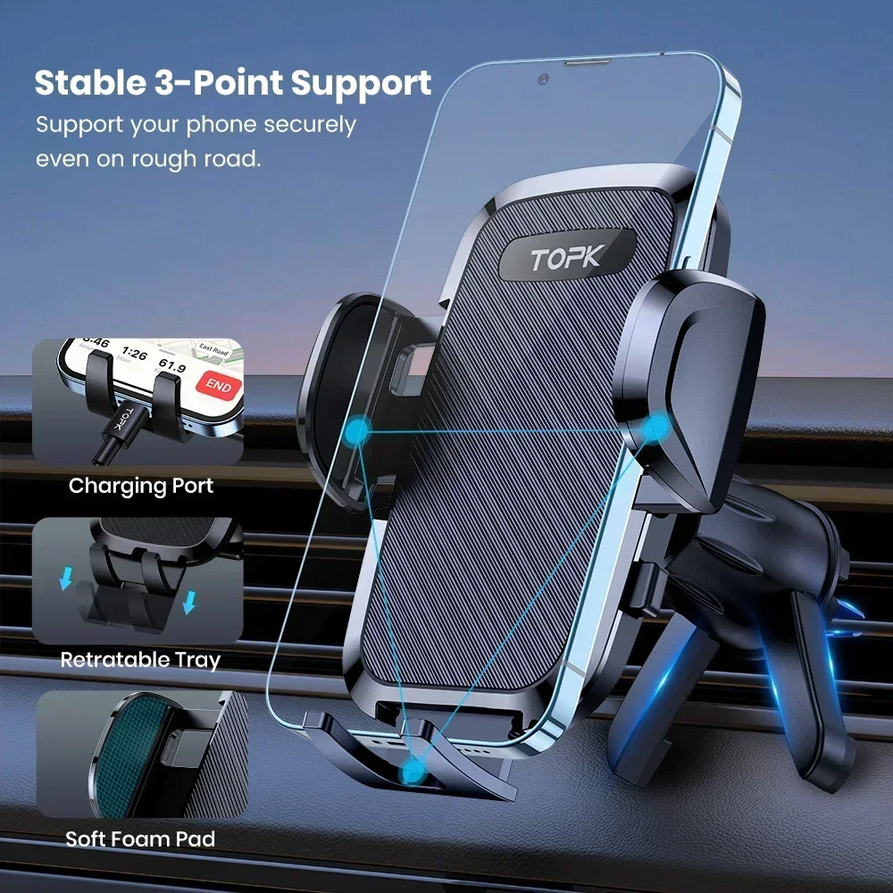 TOPK D36T Gravity Car Phone Ho - огляд і ціна Car Accessories Tablet Holder